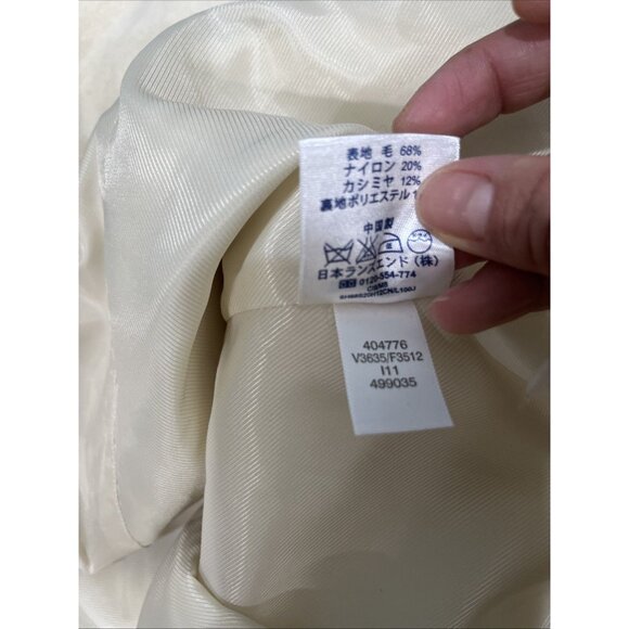 Lands End Peacoat Womens 2 Cream Wool Blend Midi Winter Coat Single Breasted - Picture 8 of 10